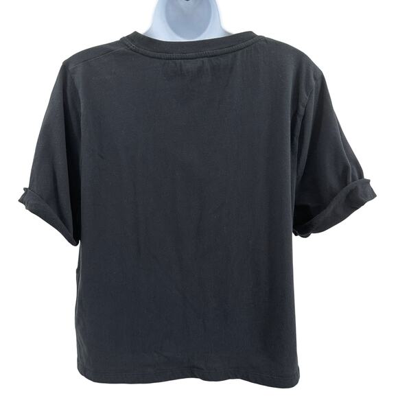 Fabletics Cotton Twist Knot Tee WMNS XL Black Rolled Cuff Short Sleeve Athletic - Picture 9 of 11